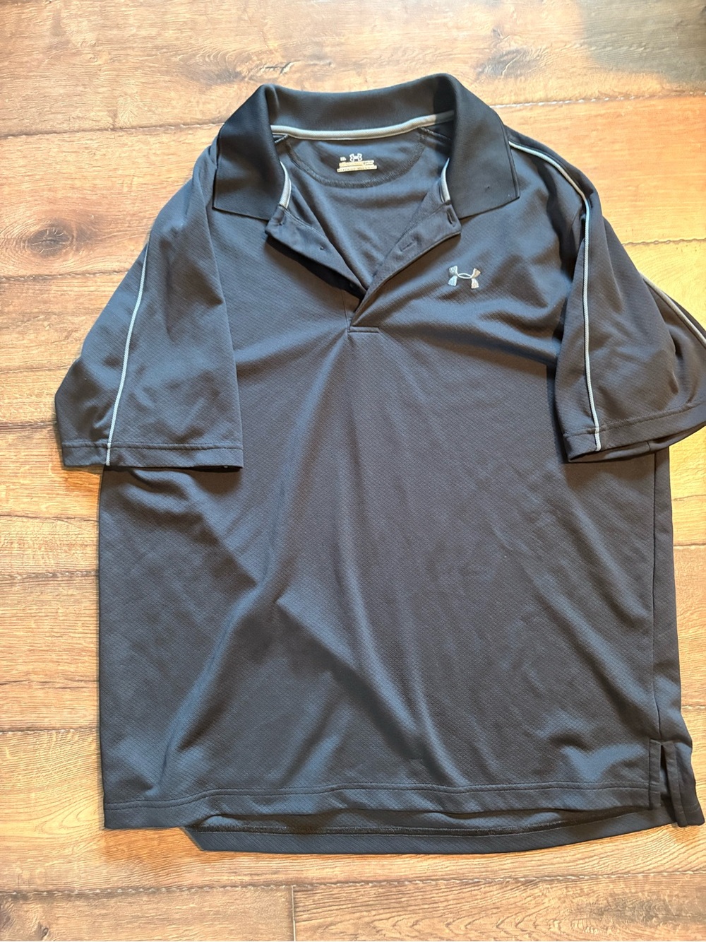 Under Armour Men’s Black Performance Polo with Gray Piping